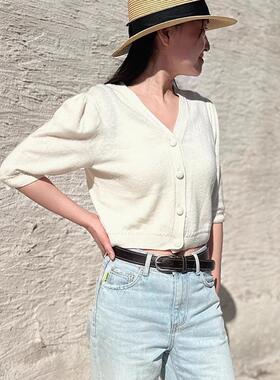 夏季法式开衫短袖空调衫  jeanne damas同款 小众半袖上衣 甜美
