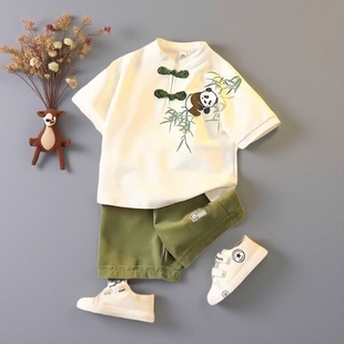 夏季儿童汉服男童夏装新中式唐装宝宝夏天中国风短袖套装Q241