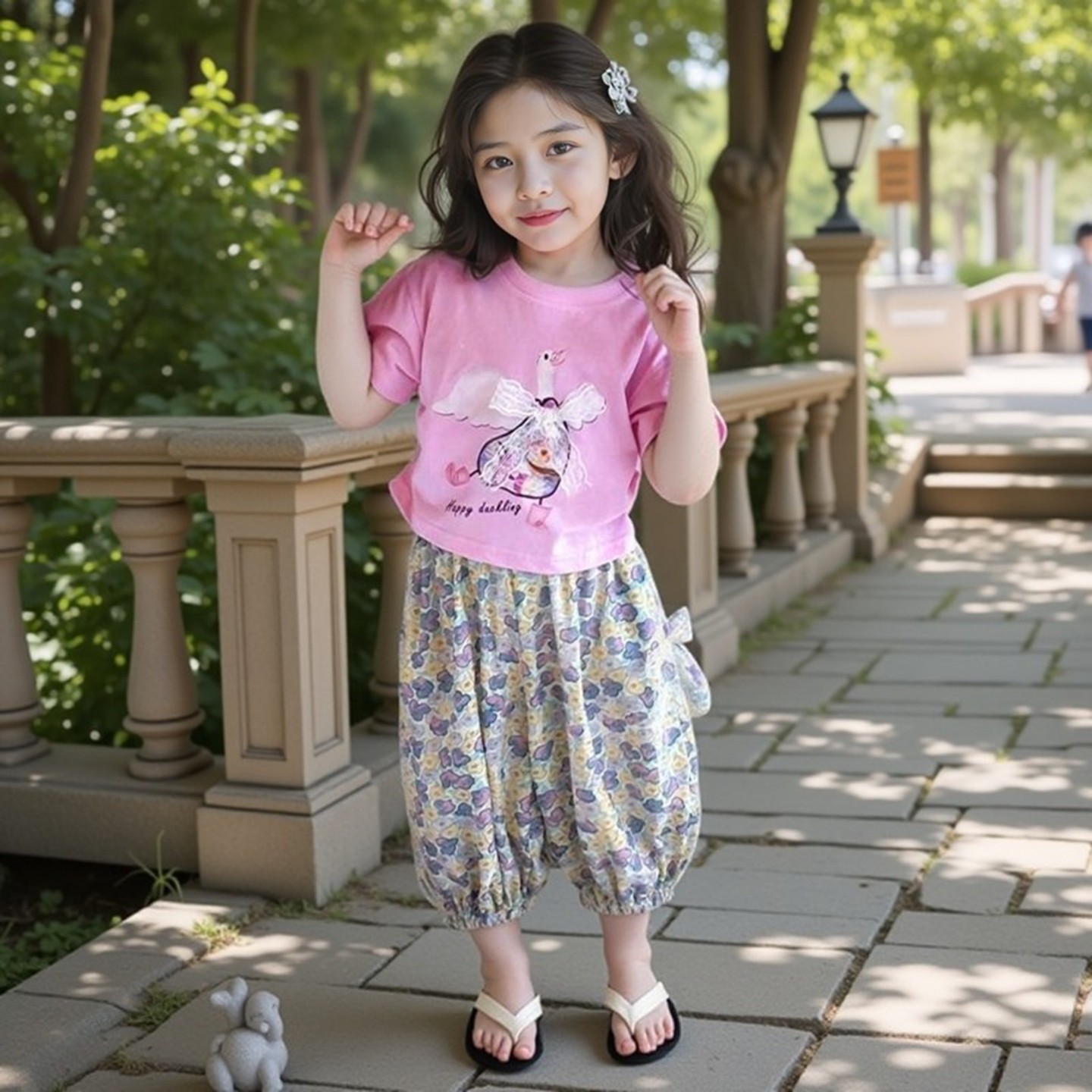 女童时髦夏季套装T恤新款洋气小女孩蕾丝印花t恤防蚊裤两件套童装,童装/婴儿装/亲子装,套装,淘宝优惠券,粉丝福利购,淘宝优惠卷