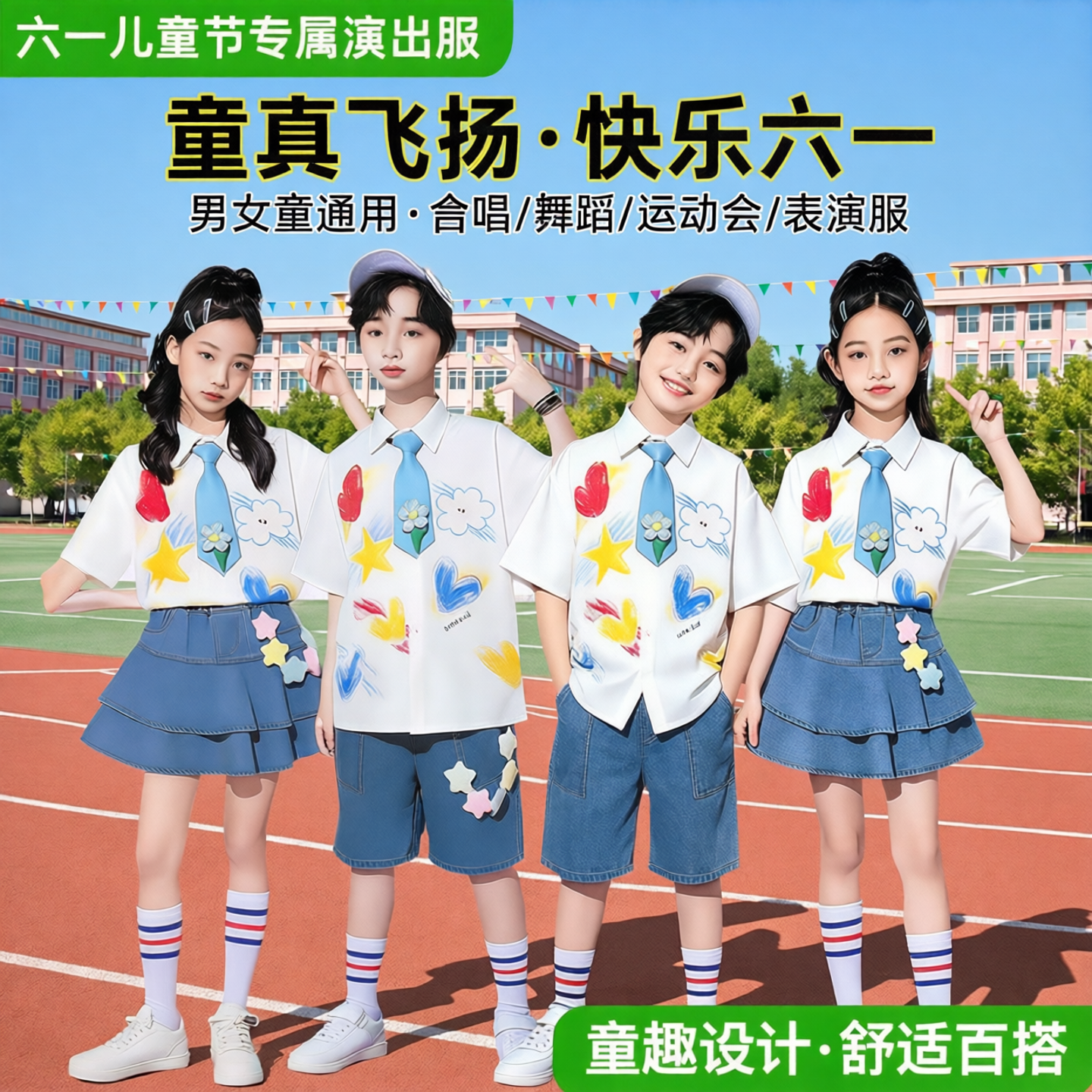 六一儿童啦啦操演出服小学生运动会合唱班服幼儿男女童舞蹈表演服