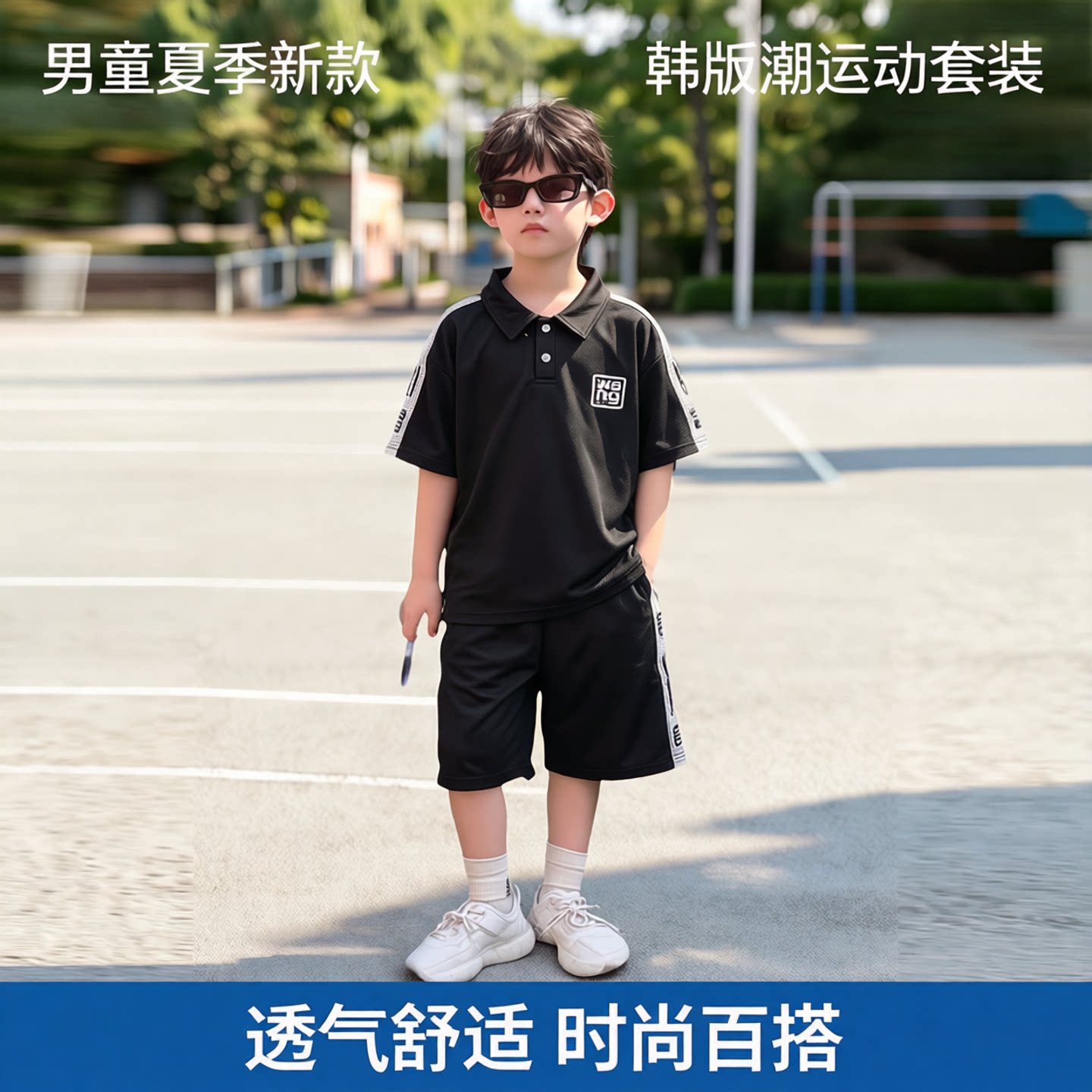 男童夏季新款polo衫套装短袖短裤两件套韩版潮运动儿童夏套装