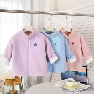 男女童洋气百搭夹克外套童装 儿童加绒外套秋冬款 中大童加厚拉链衫