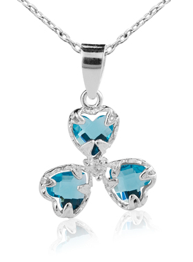 日韩S925纯银饰品三叶草项链镶嵌水晶盒子链女短款锁骨链网红吊坠