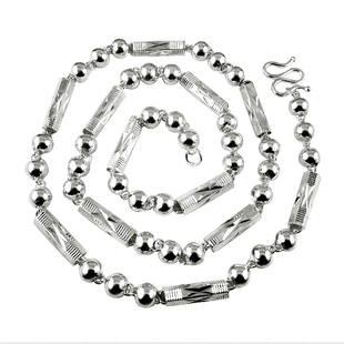 欧美99足银饰品项链霸气潮男铜珠链六角柱竹节链送男朋友生日礼物