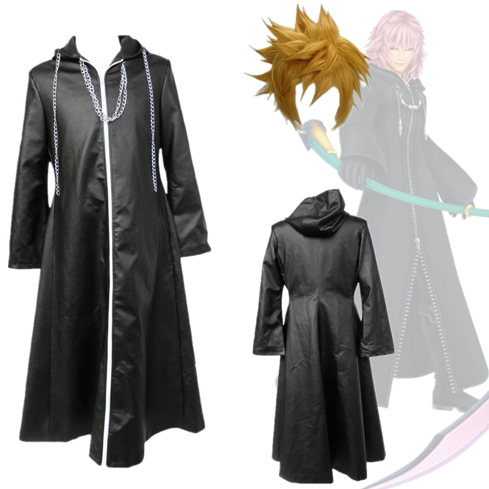 动漫Cos服饰王国之心马尔夏十三机关外袍皮革袍角色扮演男式套装