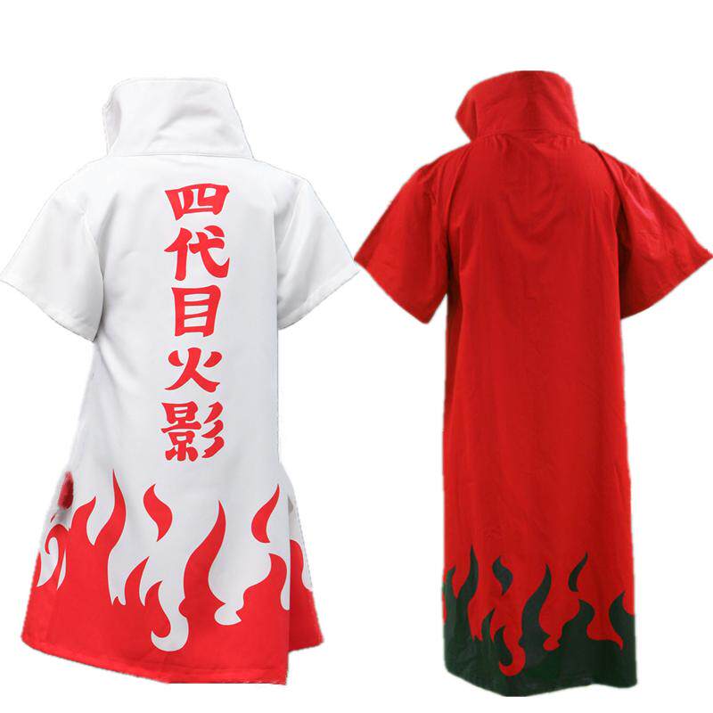 动漫火影忍者四代目火影白色披风外套火影忍者漩涡鸣人装红色披风