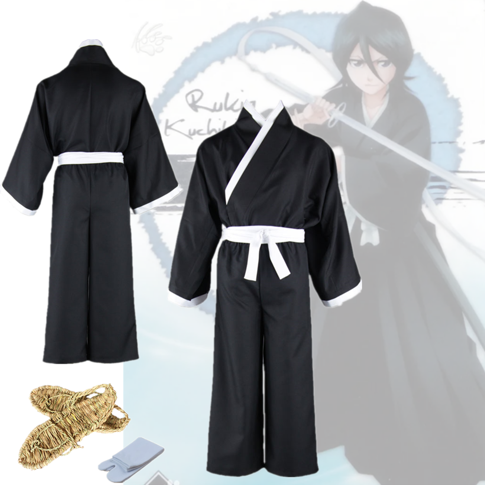动漫Cosplay服饰死神死霸装黑色和服超级简化版男式角色扮演黑袍