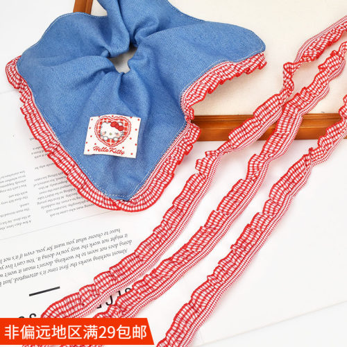 弹力木耳边荷叶边松紧带diy褶皱格子花边 发饰大肠圈材料服饰辅料