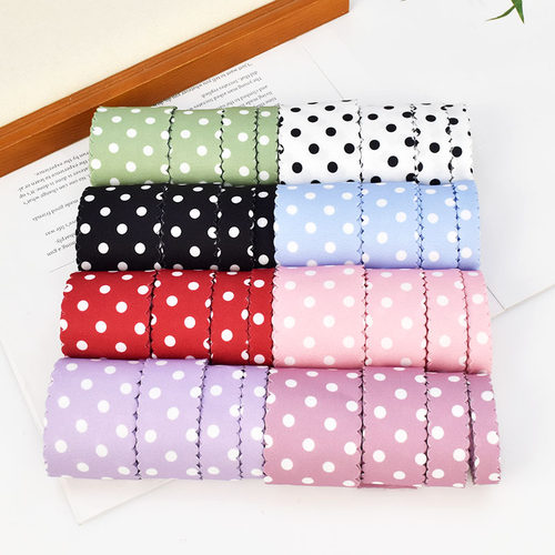 印圆点布艺织带 直边齿边花边丝带 手工diy发饰材料 服装辅料配件