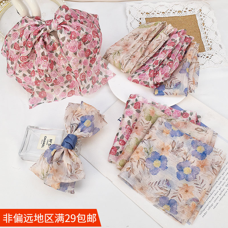 印玫瑰花小碎花时尚清新布带布筒 手工diy发饰蝴蝶结发夹发圈材料