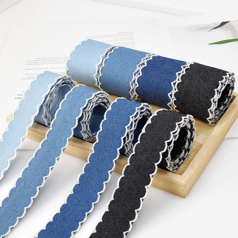 牛仔布艺丝带发饰蝴蝶结材料