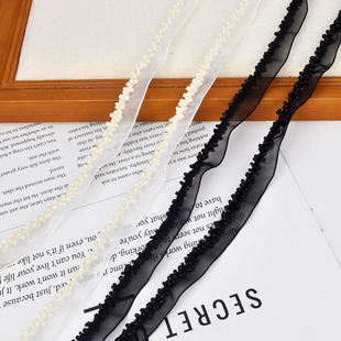 玻璃米珠珍珠串珠雪纱花边 手工diy发饰大肠圈材料 服饰辅料配料