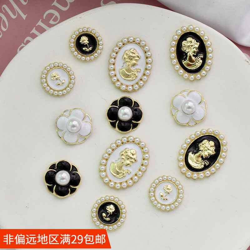 赫本风滴油合金美人头玫瑰花山茶花钻盘 手工diy发饰蝴蝶结材料