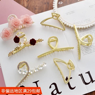 DIY手工 合金大号抓夹鲨鱼夹子 夏季亚金发夹后脑勺发卡爪夹