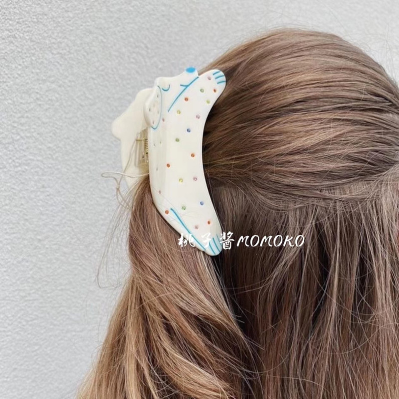桃子酱小众趣味设计可爱卡通斑点狗彩色水钻狗狗抓夹后脑勺抓夹女