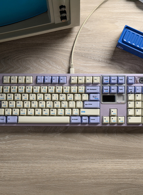 PBTfans Nano 复古蓝白配色热升华键帽pbt原厂玻璃微珠类肤感