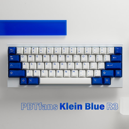 PBTfans Klein Blue R3克莱因蓝客制机械键盘abs二色半透实色键帽