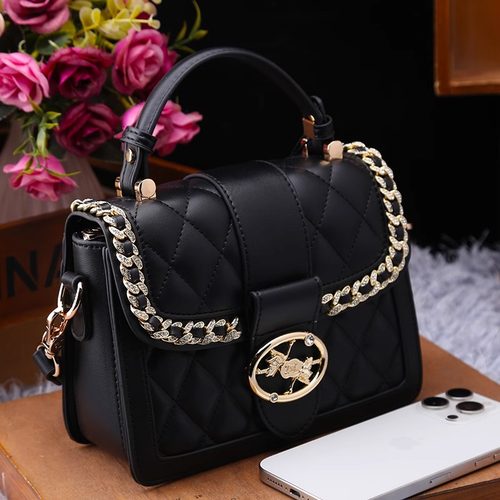 香港免税代购新款真皮菱格手提包女士百搭单肩斜挎包牛皮小方包女