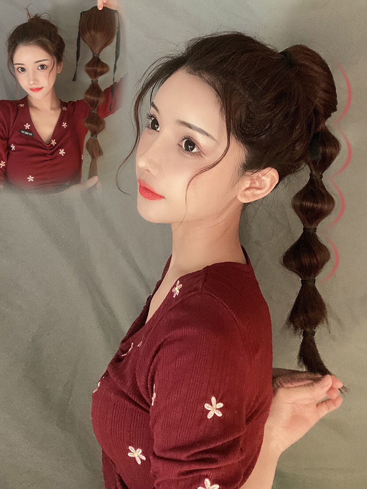 网红假发马尾辫子 麻花辫女网红主播假发女士长发假发
