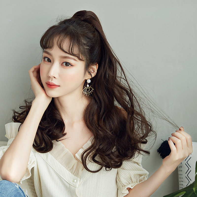 网红假发高马尾假发女长卷发羊毛卷长卷马尾自然烫发卷发长发网红