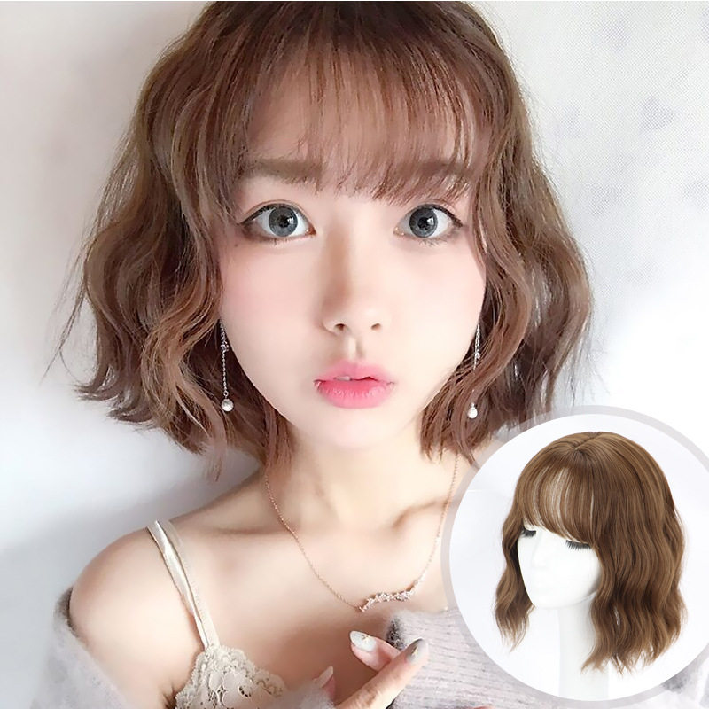 抖音同款网红假发女短发水波纹圆脸蓬松自然短卷发全头套