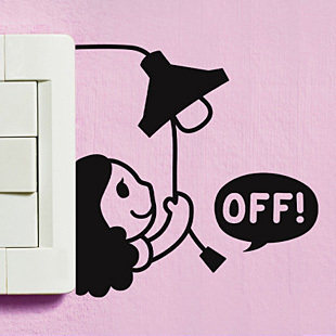 打开关掉 开关贴 可爱卡通 卧室客厅 贴纸特价