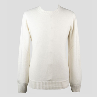 秋冬毕备白色100%山羊绒老钱风针织毛衣 SASSO 意大利一线 GRAN