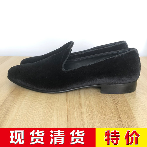 特价清货 二线品牌B 四季 黑色皮底天鹅绒鞋面乐福鞋