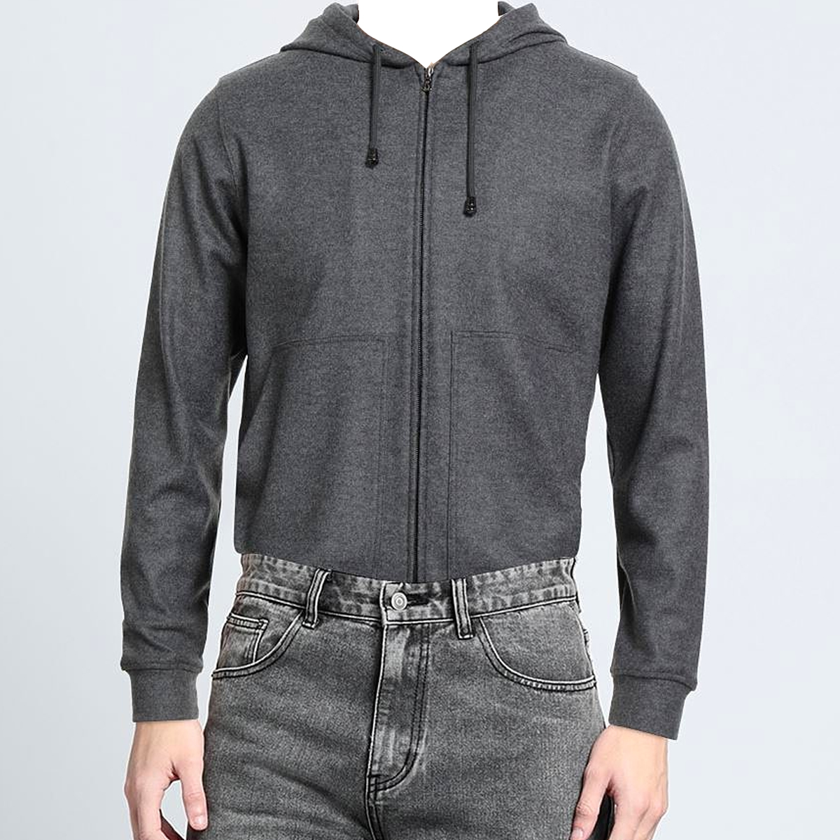 意大利高端一线 Gran sasso 秋冬 深灰色羊毛开身老钱风毛衣