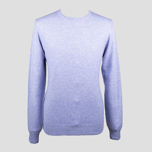 秋冬毕备蓝紫色100%山羊绒老钱风针织毛衣 SASSO 意大利一线 GRAN