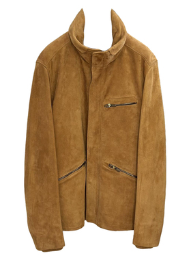 公价39000 意大利醉鼎吉专业品牌J 秋冬 浅咖色麂皮 立领皮衣