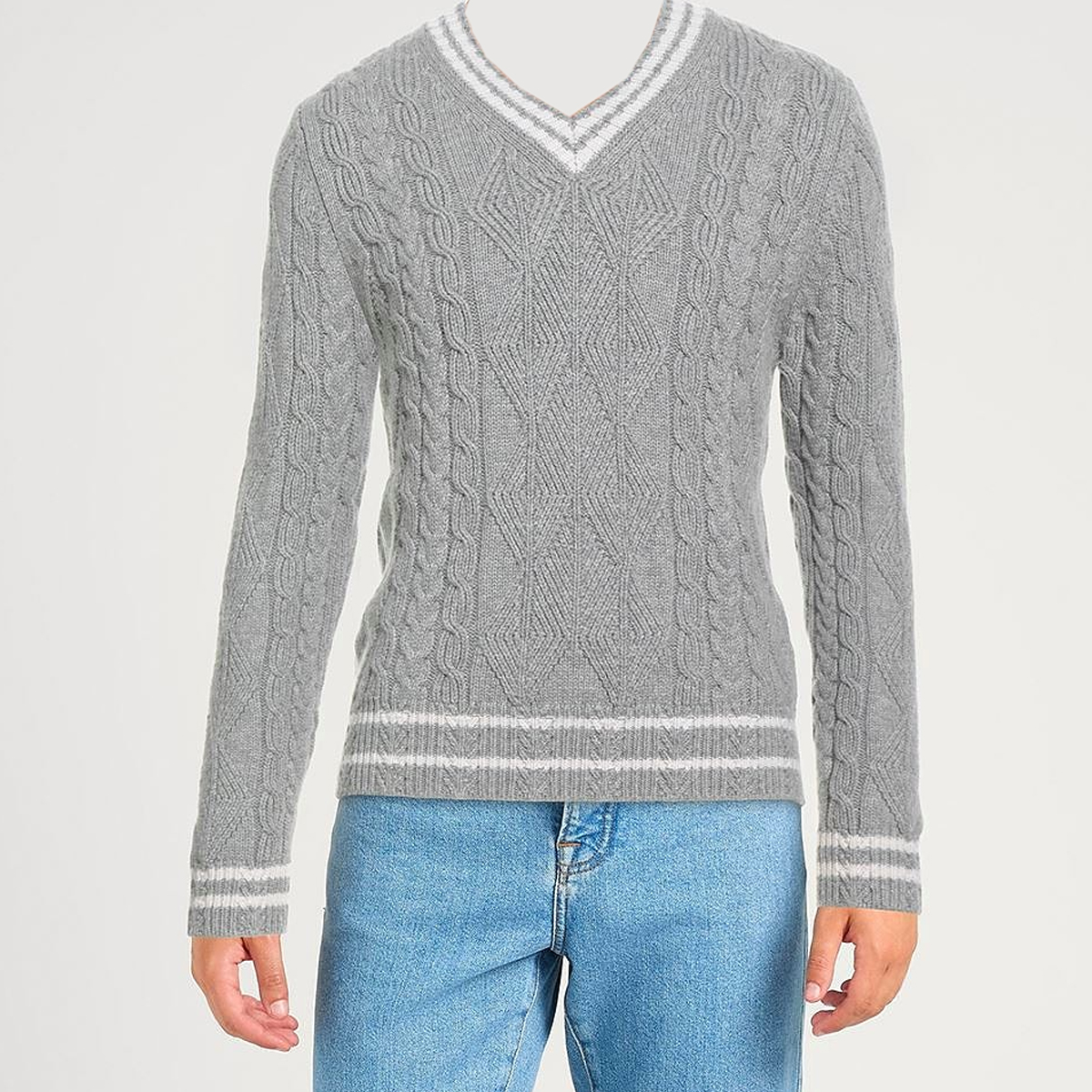 醉鼎吉 仅低于LP COLOMBO 吉致奢华 浅灰色重工老钱风羊绒毛衣