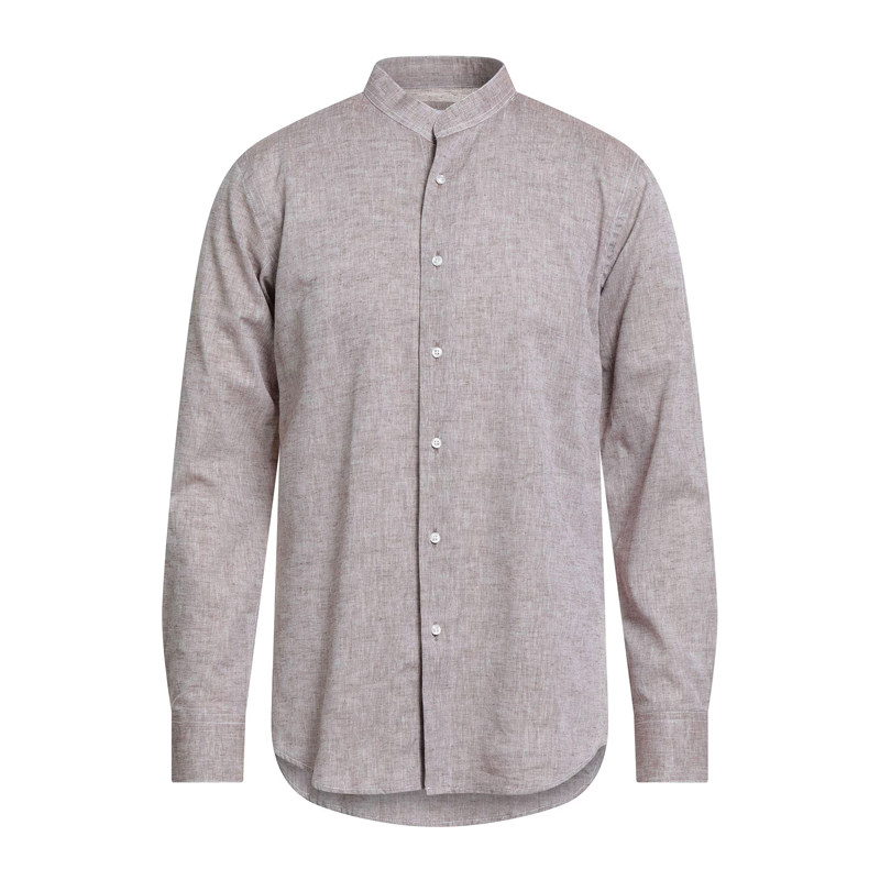 调货 意国原产 B 春夏 灰色亚麻-棉 日常经典男士 立领长袖衬衫
