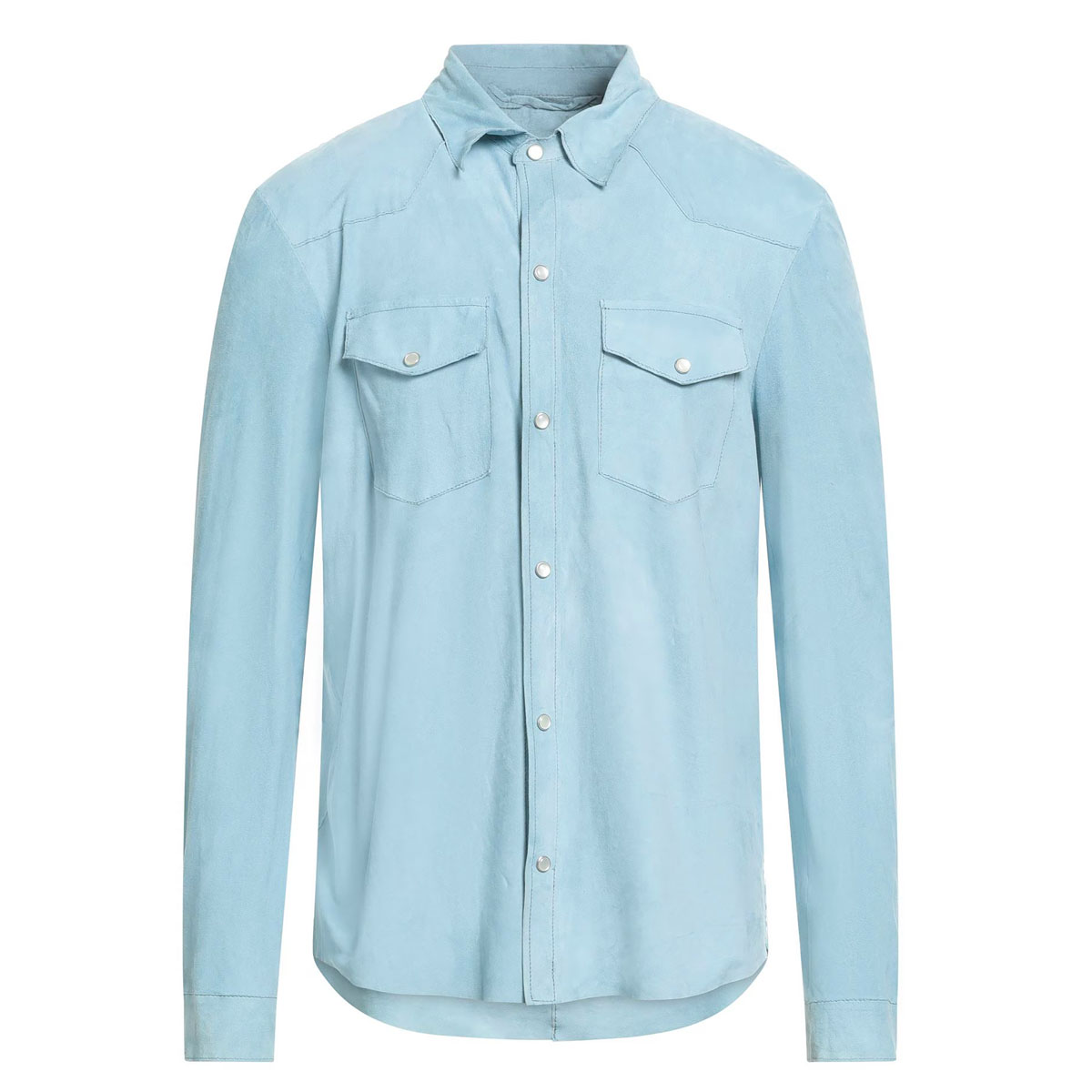 顶吉品牌S 春秋 浅蓝色反绒羔羊皮 轻薄 衬衫款皮衣