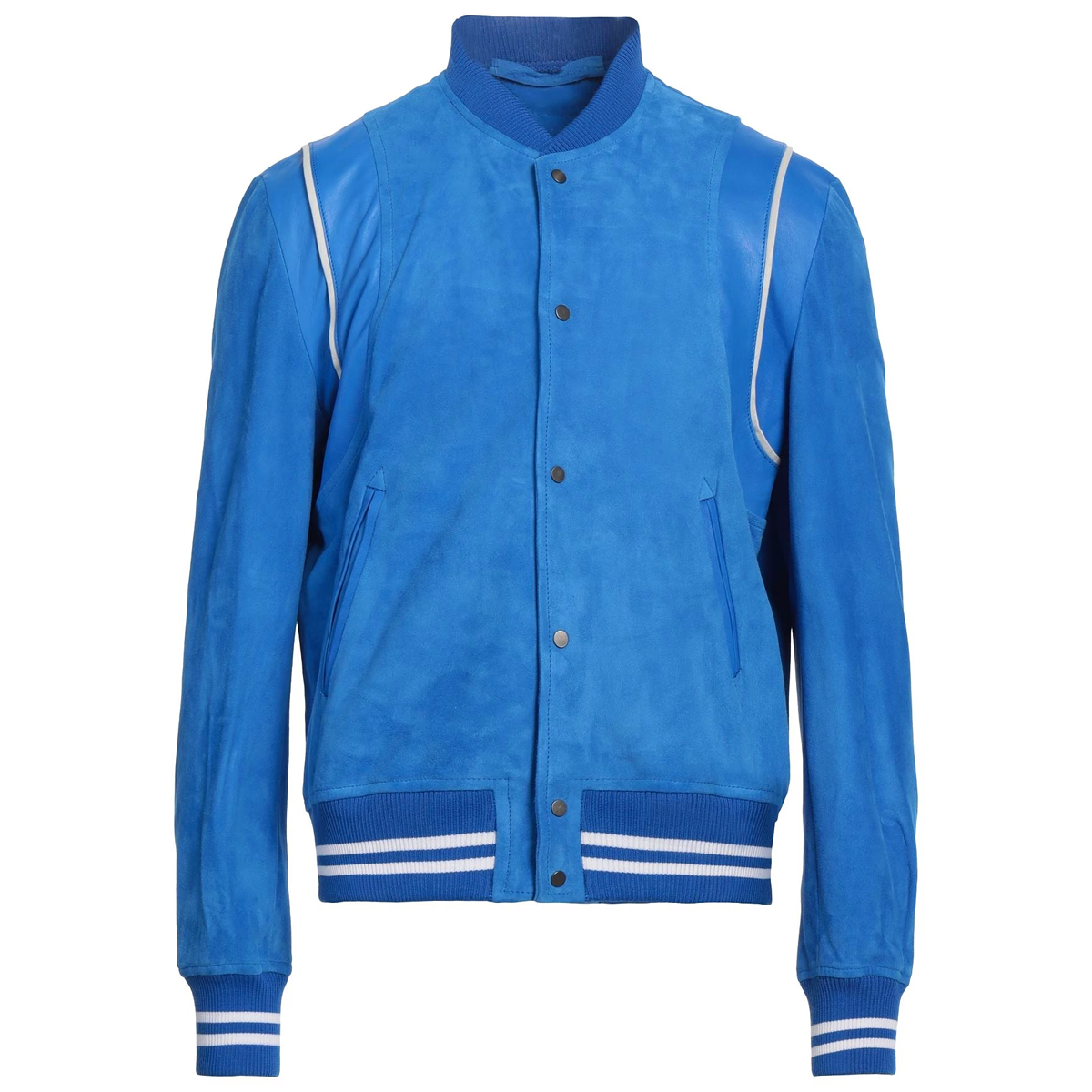 公价28800 意大利超一线 S 春秋 蓝色 纳帕羔羊皮 手工拼接皮衣