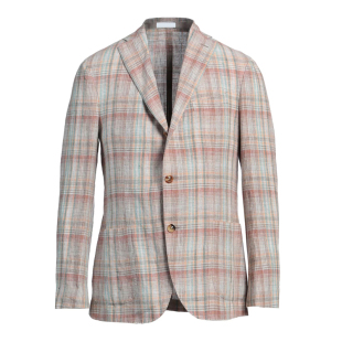 调货 意国原产 布雷西亚 春夏 撞色格纹亚麻 无结构轻便休闲西服B