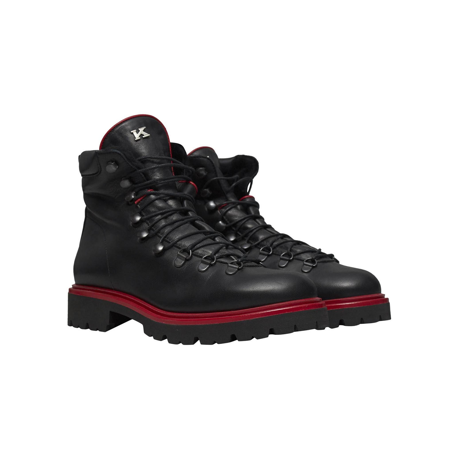 kiton 秋冬 金属品牌英文 黑色小牛皮 高帮鞋