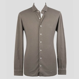 衬衫 意大利一线 秋冬毕备单品棕色纯棉老钱风针织长袖 SASSO GRAN