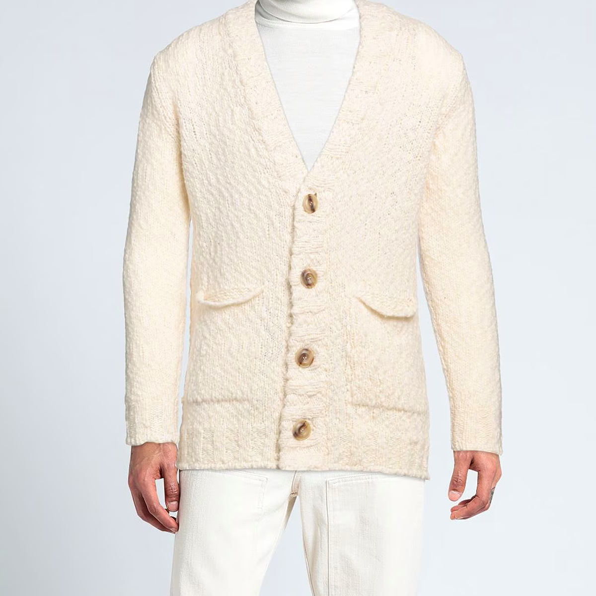 意大利高端一线 Gran sasso 秋冬 米白色羊毛开身老钱风毛衣