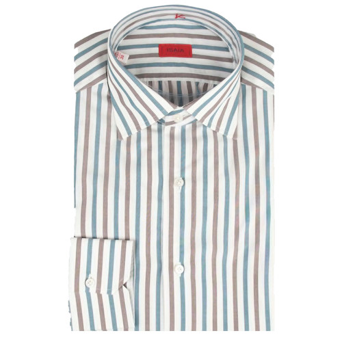 公价6200 那不勒斯顶吉 ISAIA 四季 撞色条纹 海岛棉 长袖衬衫