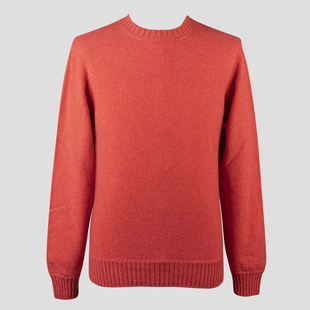 秋冬毕备橘红色100%山羊绒老钱风针织毛衣 SASSO 意大利一线 GRAN