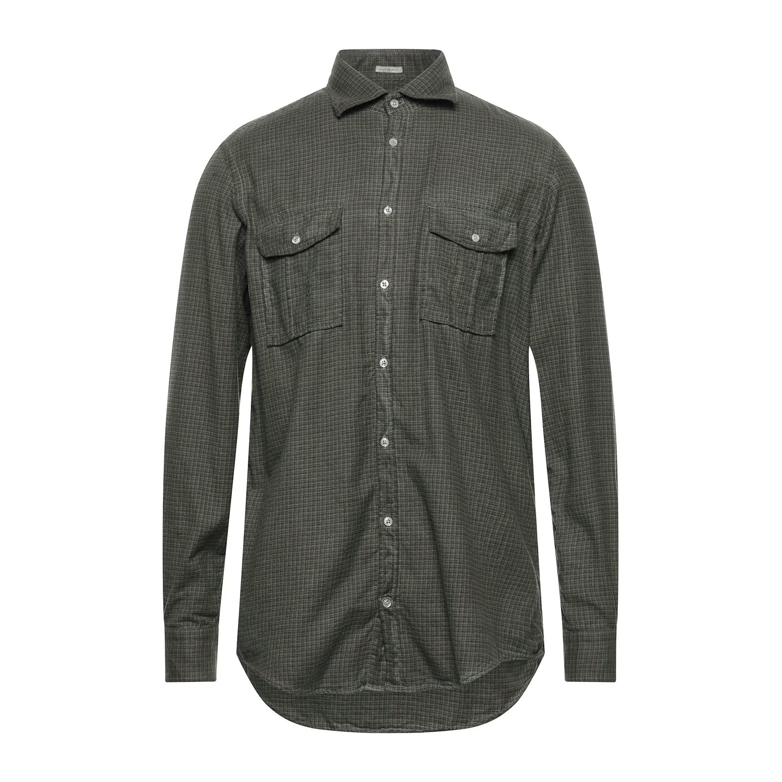 007的品牌 高端一线 MASSIMO ALBA 秋冬 军绿色纯棉格纹 长袖衬衫