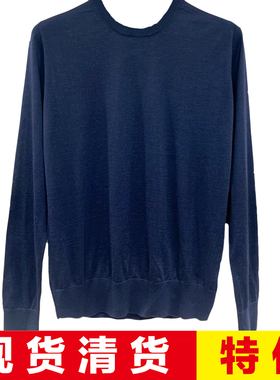 现货清货意大利顶吉品牌Andre Maurice 秋冬藏蓝色羊绒针织衫毛衣