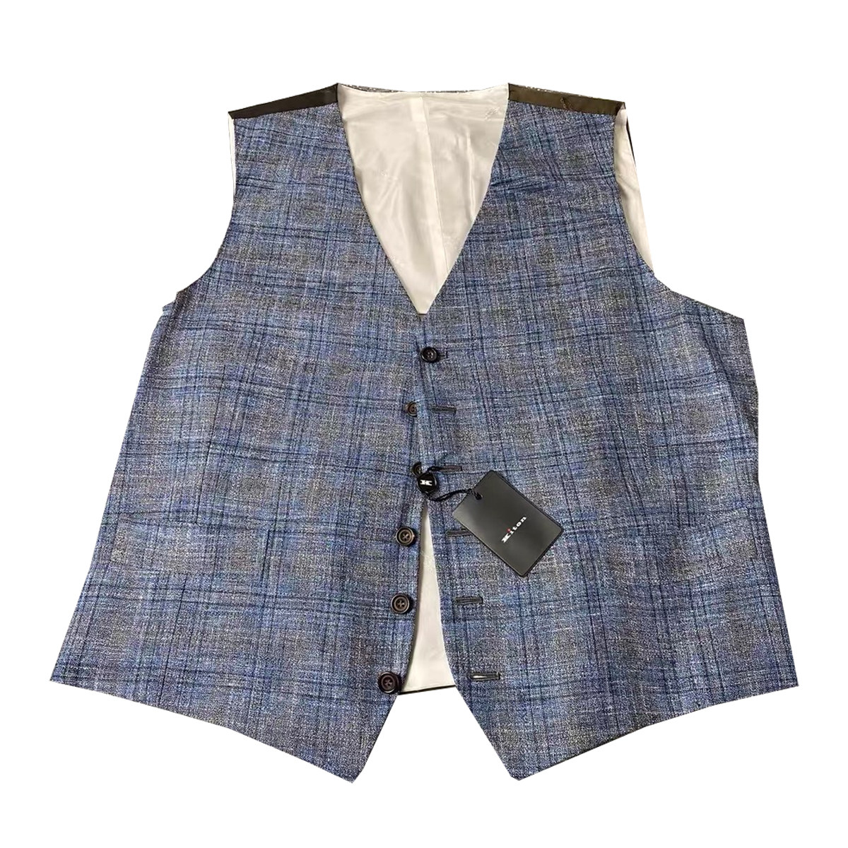 现货清货 意大利超一线 K 四季 浅蓝色 格纹 亚麻真丝马甲,男装,常规马甲,淘宝优惠券,粉丝福利购,淘宝优惠卷