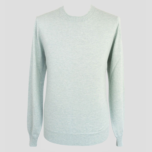秋冬毕备浅绿色100%山羊绒老钱风针织毛衣 SASSO 意大利一线 GRAN