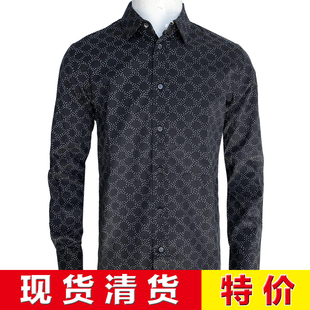 四季 印染工艺 意大利产 衬衫 美国著名一线 黑色长袖 公价4800