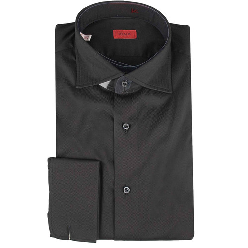 公价6200 那不勒斯顶吉 ISAIA 四季 黑色 海岛棉 长袖衬衫