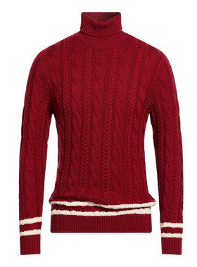 意大利产小BC 经典一线 E 秋冬 红色 扭花针织 羊毛 高领毛衣