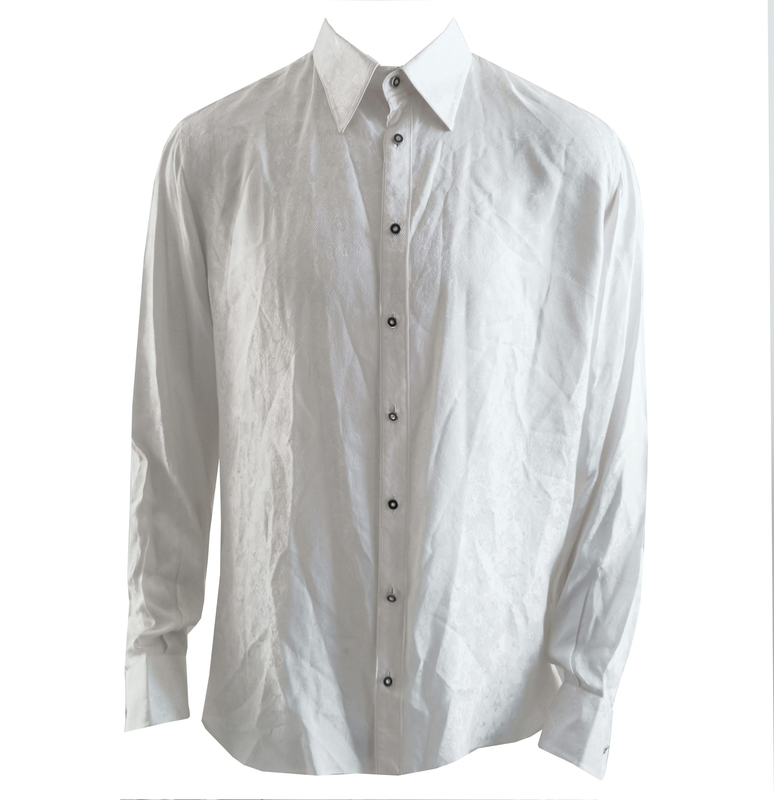 公价19800 ricci zilli-fabio caviglia重磅白色提花真丝长袖衬衫