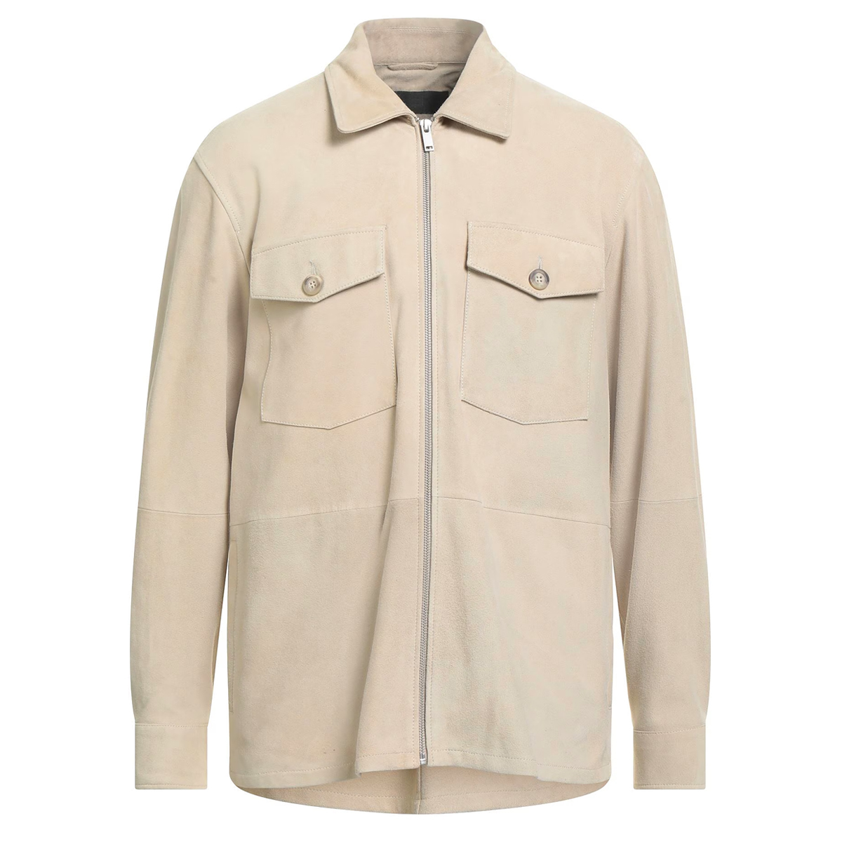 一线品牌 A 秋冬 胸前贴袋 浅米色反绒-羔羊皮 皮衣